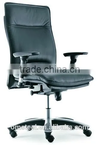 Top Quality Office Chiar Steel Frame and Black Lengther Movable Boss Chair photo-6