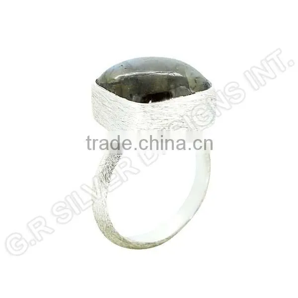 Natural Labradorite Cushion Cab Gemstone Ring,925 Sterling Silver Bezel Set Ring Jewelry photo-4