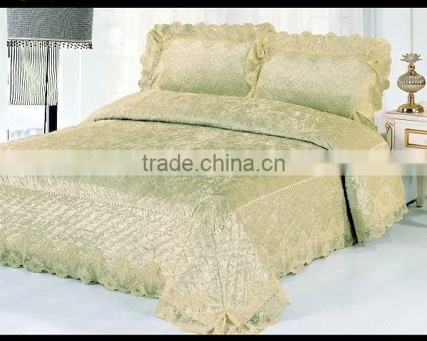 New Design Velvet With Lace Bed Set for Home Textile