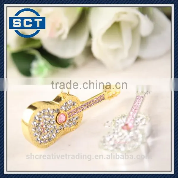 Crystal Guitar Shaped USB Flash Drive With Jewelry Surface 8GB/16GB/32GB photo-2