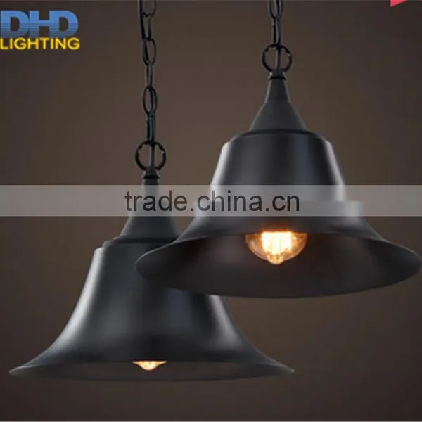RH Black Iron Hat Bell Shape Metal Shade Edison Pendant Lamp Vintage Lighting Fixture Industrial Cieling Light
