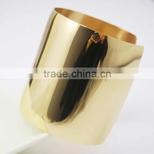 Fashion New Plain Hand Gold Plated Ultra Wide Cuff Bangles For Women Statement Jewelry Punk Charm Metal Opening Bangle Bracelets photo-6