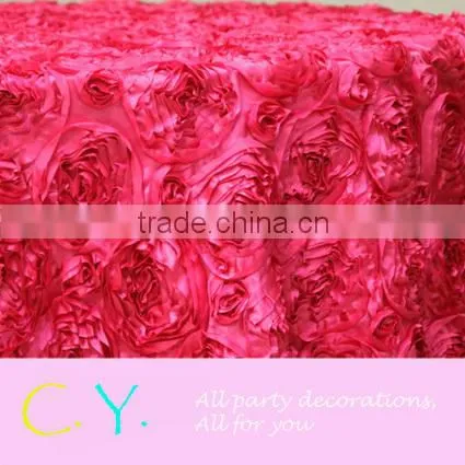 Rosette Satin Tablecloth-Fushcia