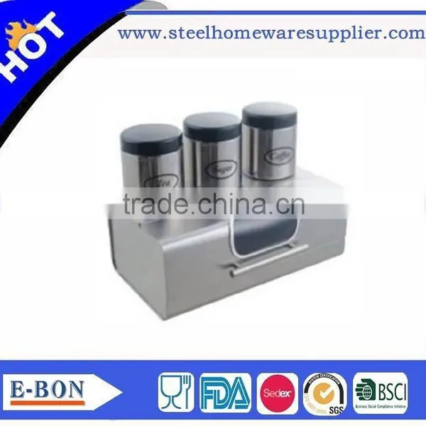 Modern Design Stainless Steel Bread Box and Canister Set photo-2
