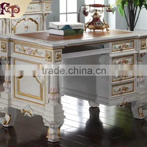 Classical Home Office Furniture - Baroque Leaf Gilding Royalty Classic Writing Desk Quality Choice