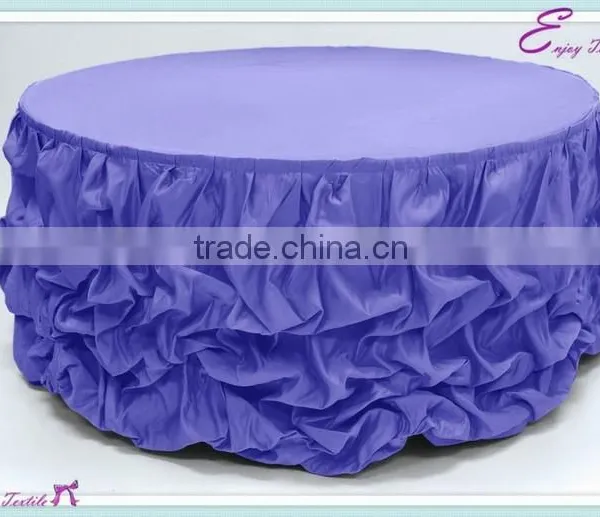 YHK#66 Ruffled Table Skirt - Polyester Banquet Wedding Wholesale Chair Cover Sash Table Cloth Skirt Linen Quality Choice