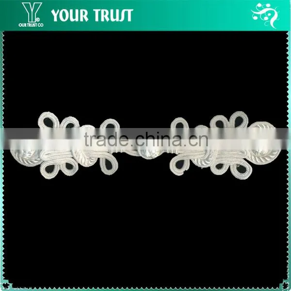 Height 4.2 Centermeter All White Sew On 100% Nylon Chinese Knot Frog Buttons photo-2