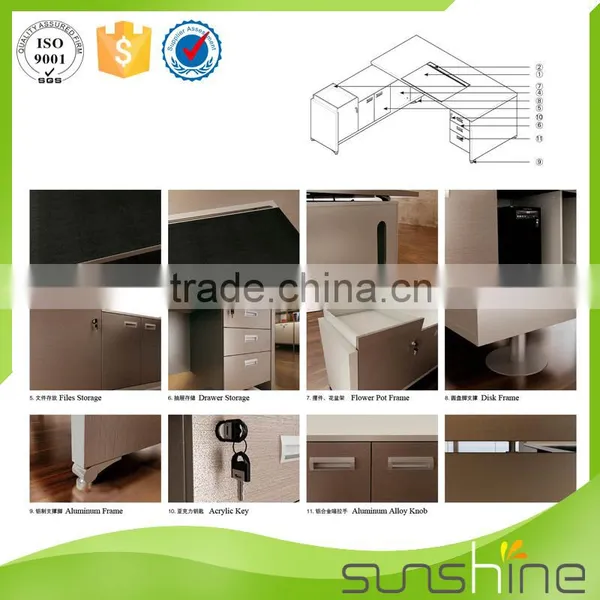 Sunshine Office Furniture Division Head Office Use Quick Assembly Wooden Work Table Middle Executive Desk With Drawers photo-5