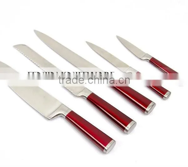 5-pcs Pearlized Apple Red Stainless Steel Hollow Handle Bread Knife Set photo-2