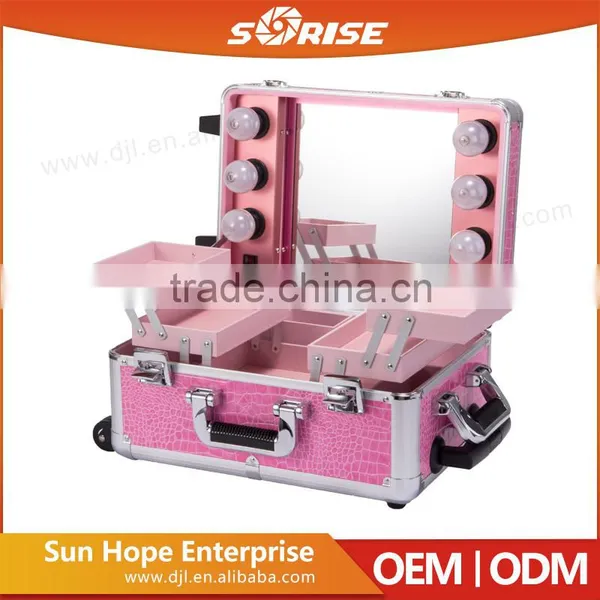 Fashion Folding Portable Pvc Professional Makeup Station With Lights and Mirror photo-6