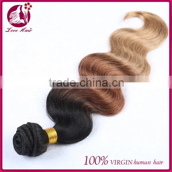 Ombre Natural Color Brown Light Color Virgin Malaysian Hair Body Wave Human Hair Extensions photo-5