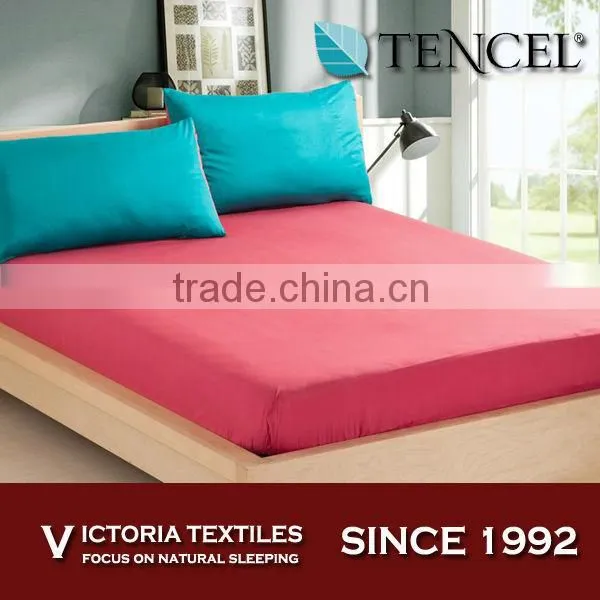 Luxury Solid Color Tencel Bed Fitted Sheet With Pillowcases All Sizes photo-5