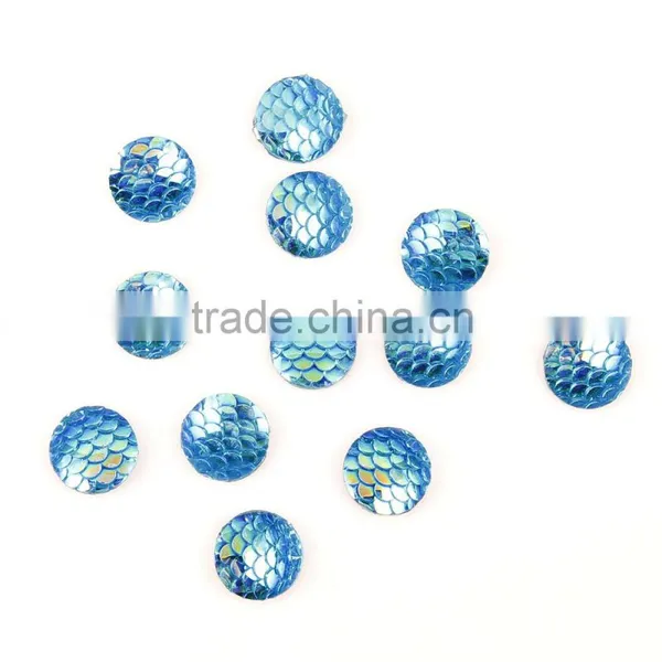 DIY 10mm/12mm ab Color Flat Back Cabochon Fish Scale Resin/plastic/acrylic Cheap Beads photo-4