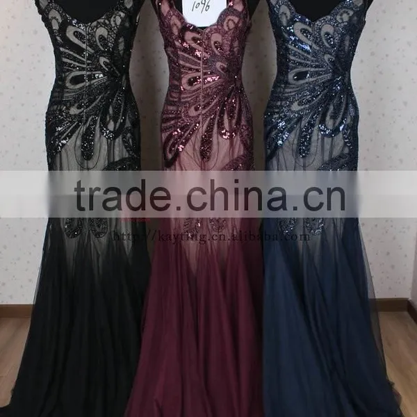 Elegant Sequins Vest Sleeveless Length Gaun Evening Gowns Designs for Fishtail Evening Dress photo-5