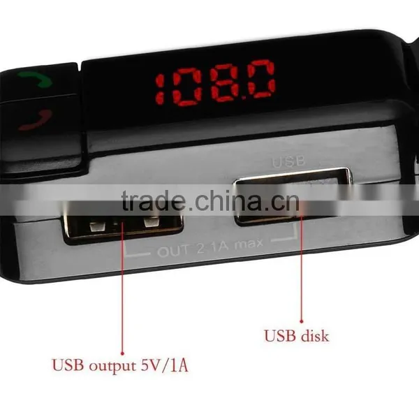 Factory Supply, Portable Dual 2 USB Charger LCD Bluetooth Car Kit MP3 AUX FM Transmitter Adjust photo-3