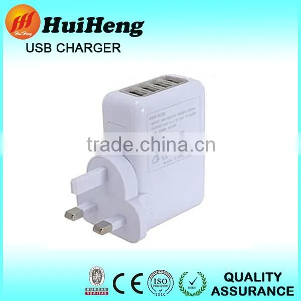 Hot sales 4 port usb wall charger uk plug adapter