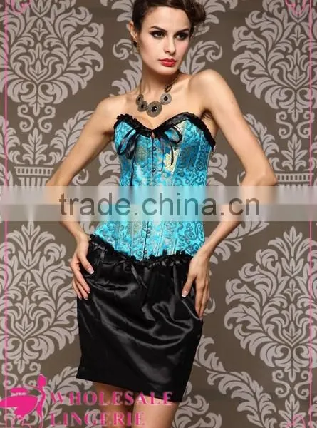 Sexy Brocade Fabric Corset Srapless for Mature Women photo-6