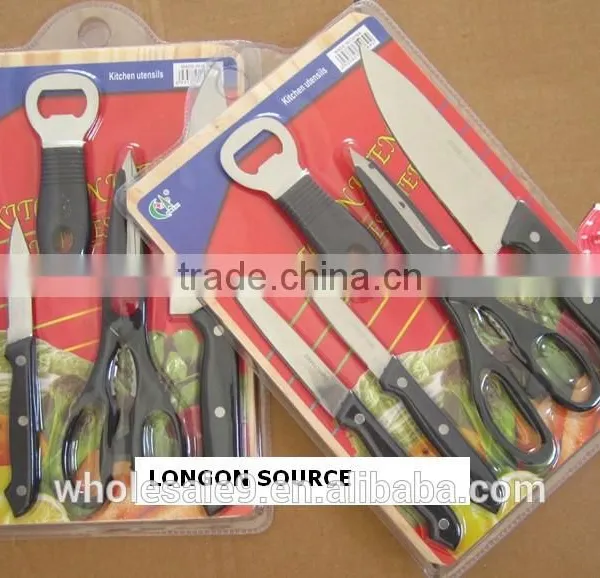 Stainless Steel Wooden Cutting Board With Knife Scissor Set photo-2