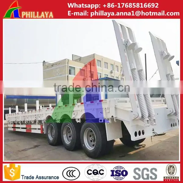 60 Ton Drop Deck/Step Deck Lowbed Semi Trailer for Heavy Equipment Use, 3 Axles Type photo-3
