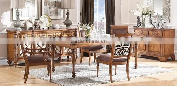 Elegant Country Style Rectangular Dinner Table With Exquisite Wood Carved Dinning Chair, Simplicity Dinning Furniture Set photo-2