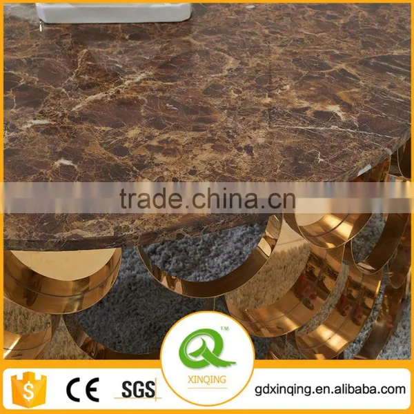 C396 Living Room Rose Gold Furniture Marble Top Coffee Table photo-2