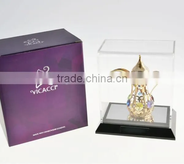 Gold Plated Decorative Mid-east Kettle With Acrylic Box for Home Decoration photo-4
