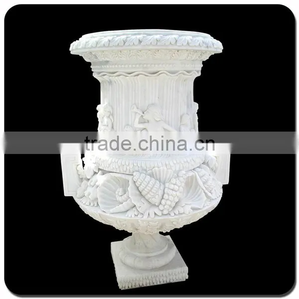 Garden Decoration Stone Carving Baby Marble Stone Flower Pot photo-2