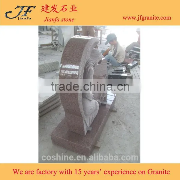 China Granite Monuments Carved Angel Upright Headstone Cemetery Headstone photo-3