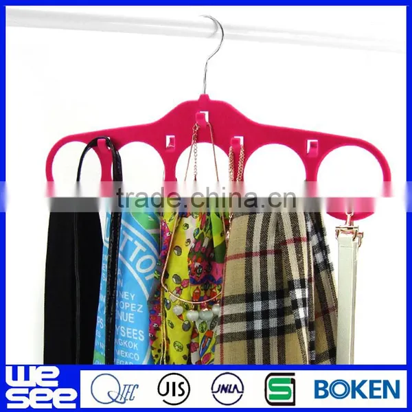 High Quality Eco-friendly 5-hole Ring Rope Slots Holder Hook Scarf Wraps Shawl Storage Hanger photo-3