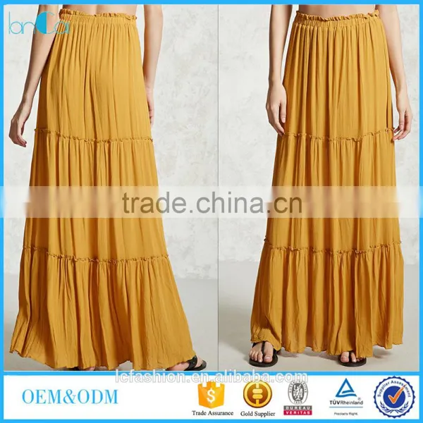 Yellow Color Stitching Design Full Fashion Latest Style Skirts