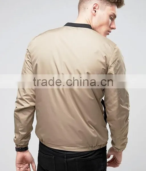 2017 Wholesale High Quality New Design Durable Baseball Collar 100% Polyester Lead Grey Casual Men Fashion Bomber Jacket photo-2