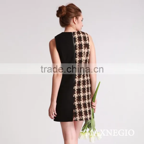 2015 Sleeveless Stitching Hawaiian Style Casualladies Check Dress photo-4