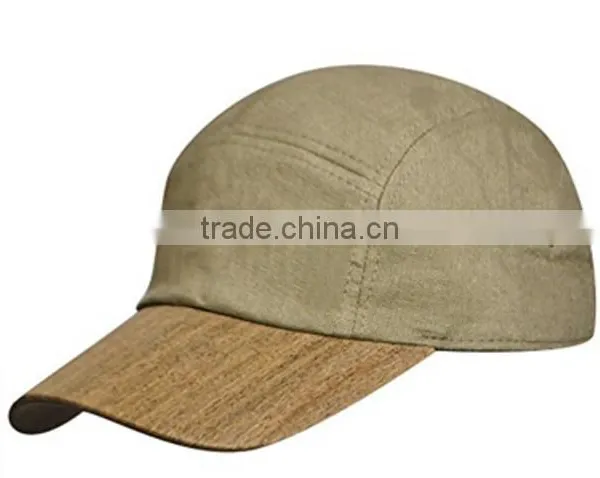 Flip up Brim Custom Cork Wood Brim 5 Panel Hat photo-2