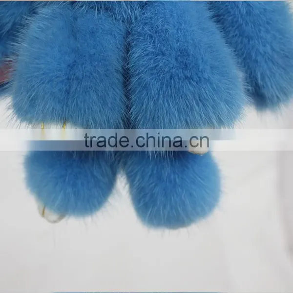 Myfur New Blue Real Copenhagen Mink Fur Rabbit Keychain Cheap Factory Price Car Accessory Keychain photo-5