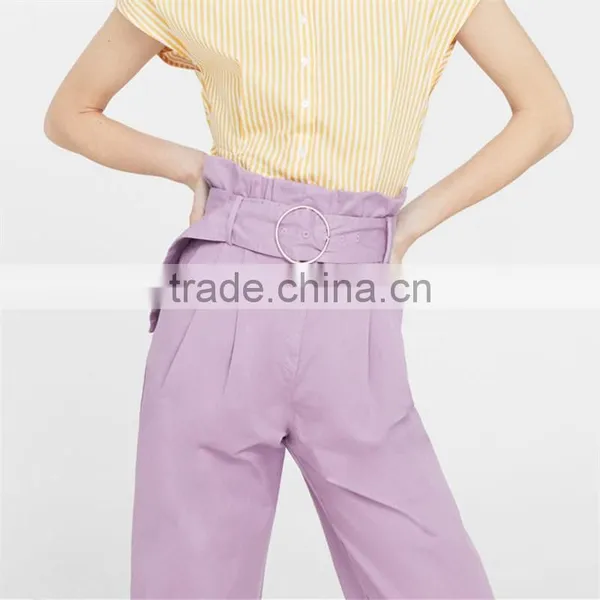 Hot Design Lavender Empire Waist Summer Trousers With Belt Loop photo-4