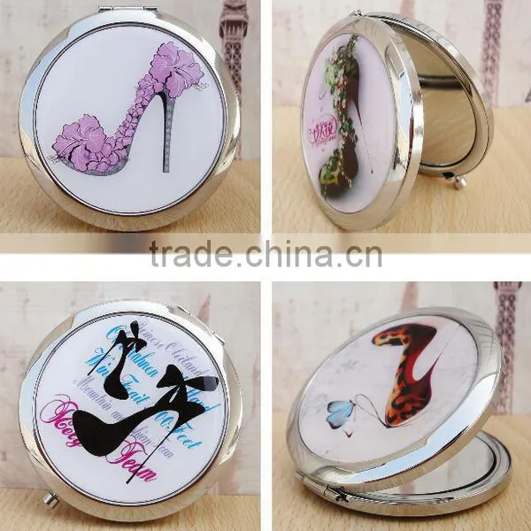 2015 Pocket Metal Pocket Round Mini Mirror for Birthday Gifts,Cosmetci Hangbag Mirror With High Heel Shoes photo-5