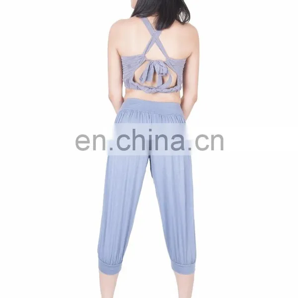 Women's Solid Capri Yoga Pants Rayon Spandex Harem Palazzo Trousers photo-6