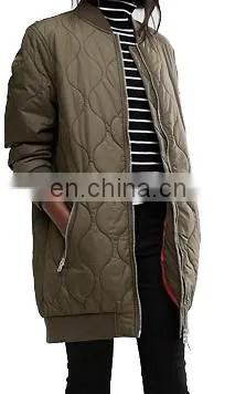 Chinese Manufacturer Padded Quilted Longline Bomber Jacket photo-4