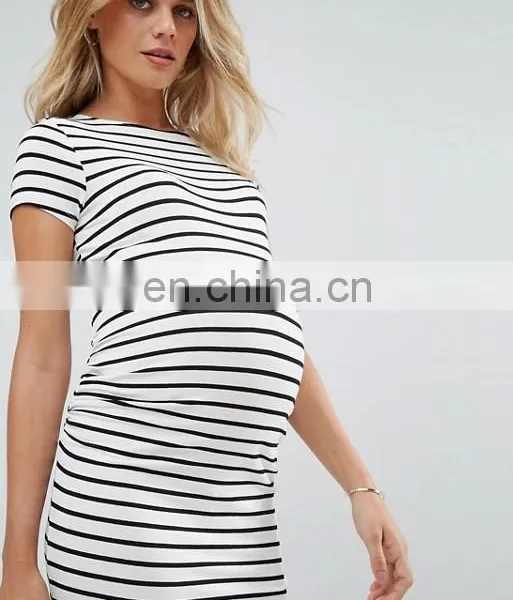 New Look Stripe Side Detail Pregnant Women Maternity Dress Design photo-2