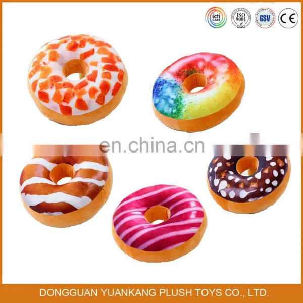 YK ICTI OEM Adorable Cotton Colorful Handmade PLUSH DOUGHNUT CUSHION