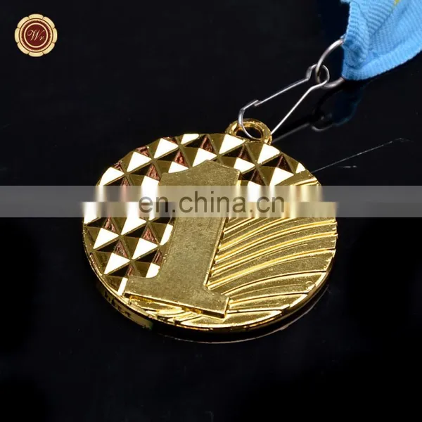 Wr New Design 3D Art Craft Quality Gold Plated NO.1 Medal Collectible Metal Award Medal With Ribbon