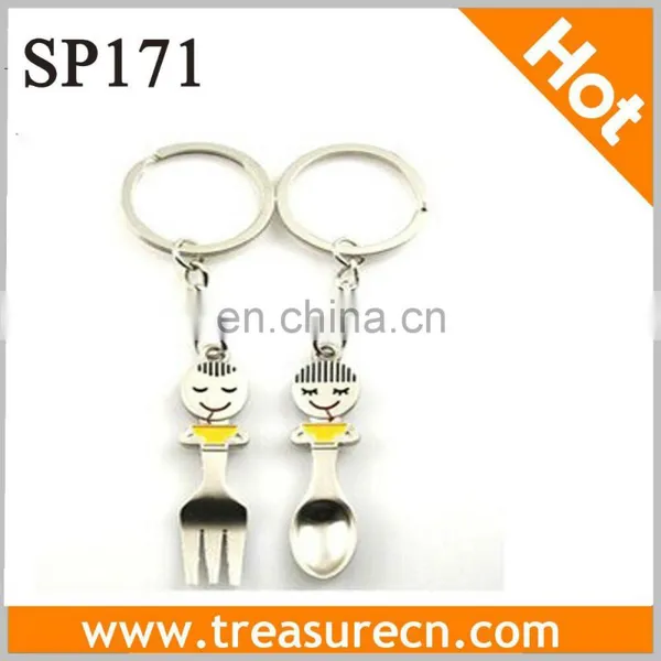 2014 Lovely Cartoon Metal Fork&Spoon With Key Ring