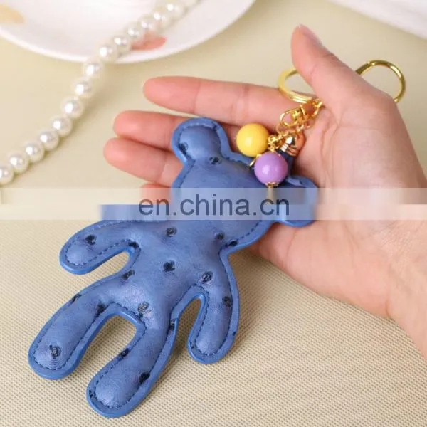 Bear Shaped Leather Keychain With Hook for Bag, Bear Tassel Handbag Keyring,bag Pendant photo-3