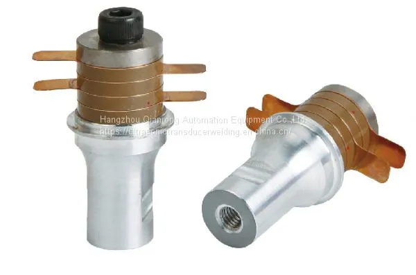 Flange Type Reverse Horn Ultrasonic Piezoelectric Transducer , Sealing High Power Ultrasonic Transducer