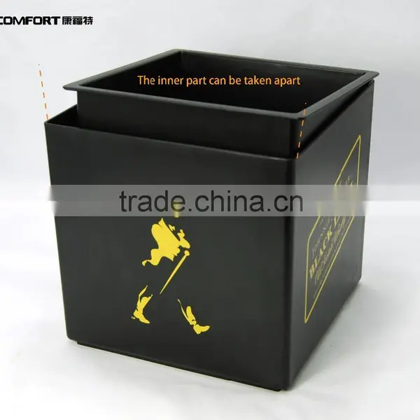 Square Double Layer Small Black Drink Plastic Ice Buckets With Lid photo-3