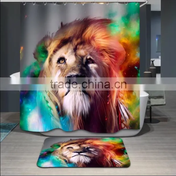 Polyester Digital Printed Shower Curtain Luxury Colorful Shower Curtains photo-4