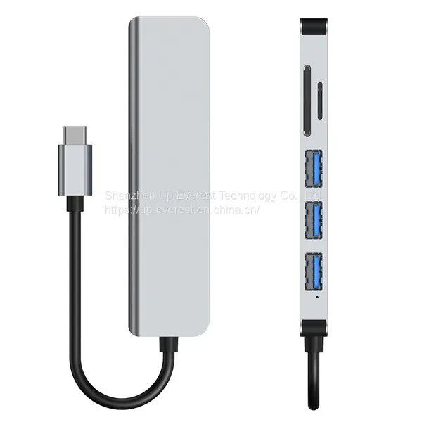 Aluminum 6 In 1 USB Hub HDMI*1+USB3 .0*1+USB 2.0*2+micro SD*1+SD*1 photo-4