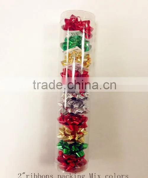 10pcs 2"dia With10mm Wide Ribbon and 13loops Mini Confetti Bows - Acetate Pack in RED Color photo-5