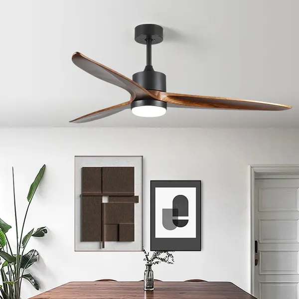52inch Modern Wooden Blades Remote Cotroller Ceiling Fan With Led Light Light photo-3
