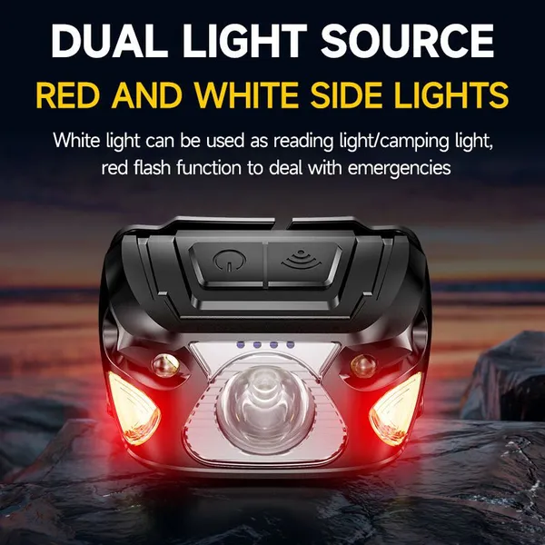 Wholesale 450LM Motion Sensor LED Headlamp Rechargeable XTL Main Light SMD Side Light IP44 Waterproof Head Torch for Outdoor Camping Hiking photo-3